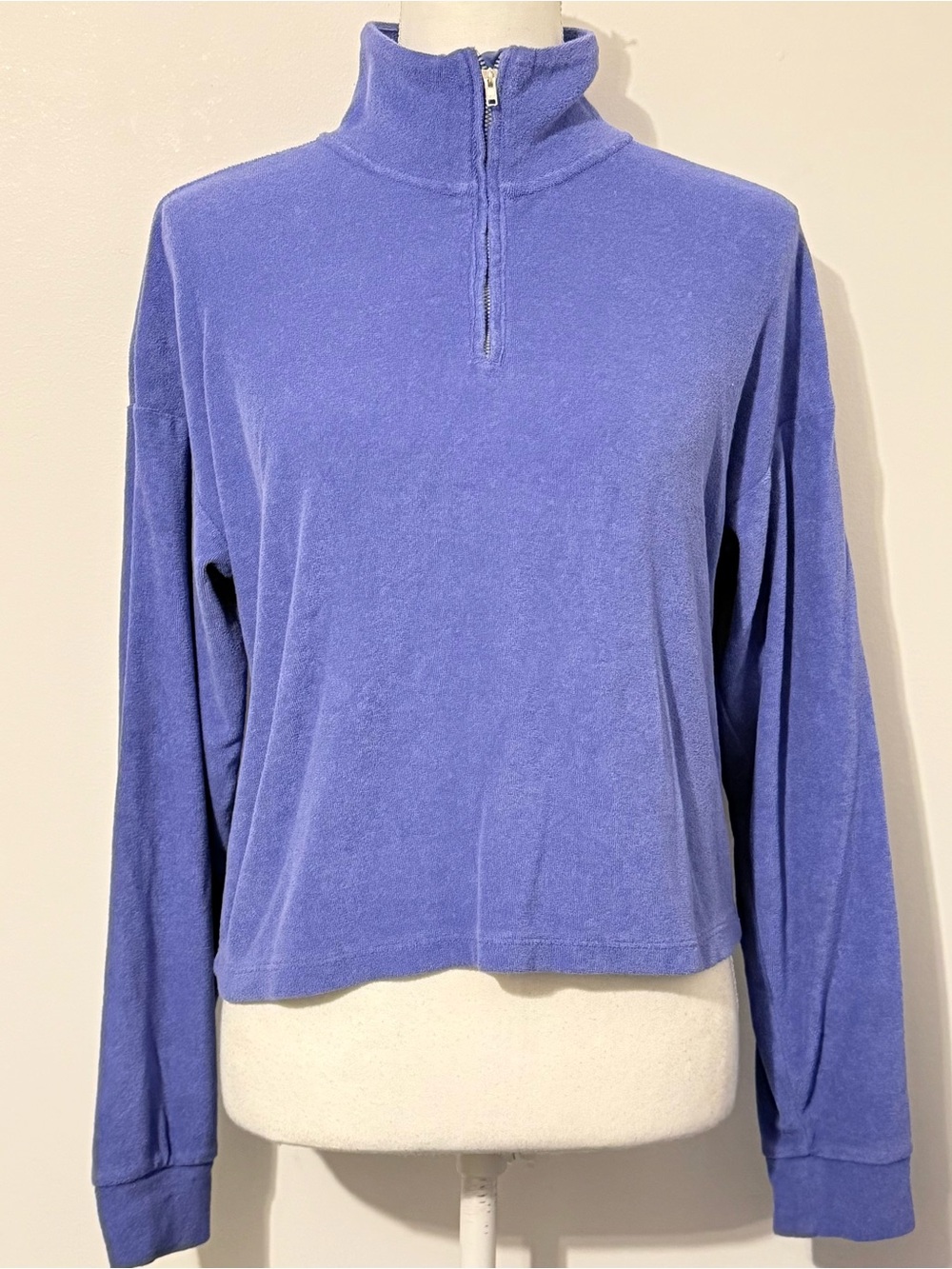 Peloton Purple Terry Cropped Quarter Zip Pullover Women’s Small
